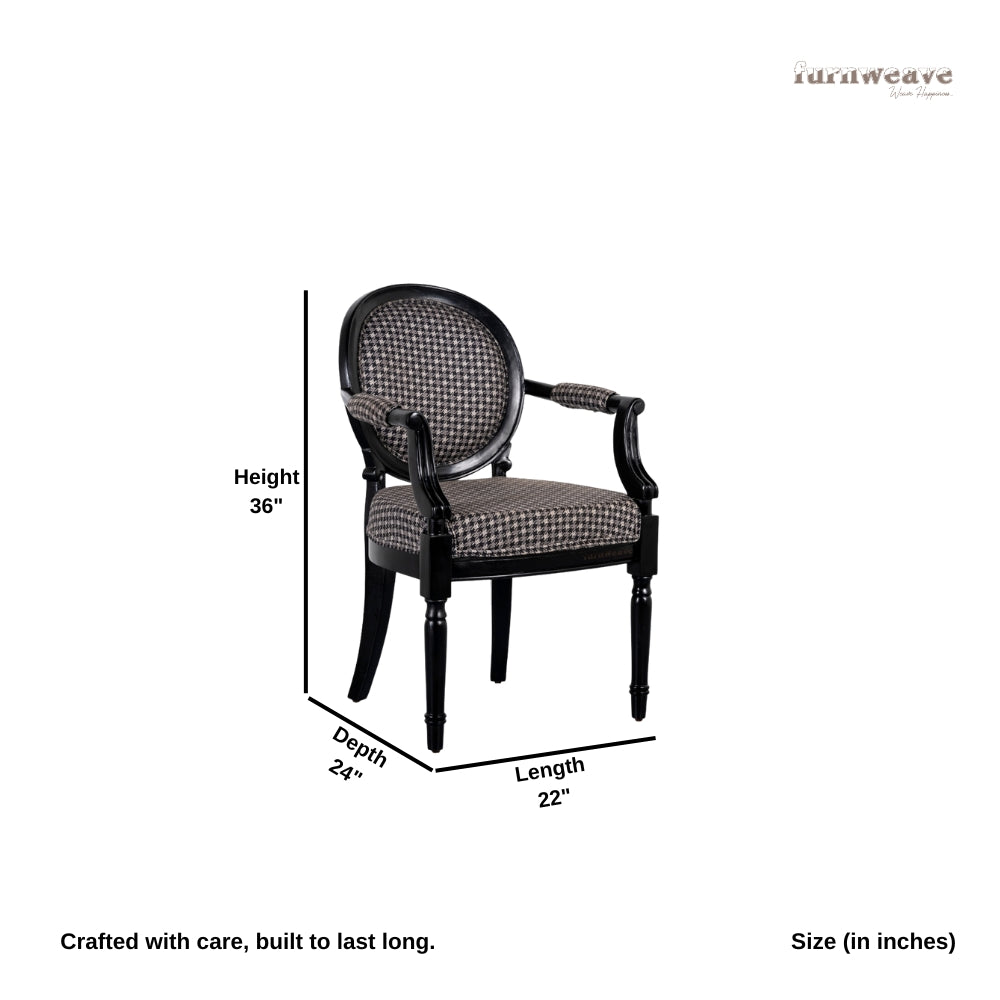 Louis Wooden Round Chair with arm (Black)