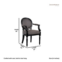 Louis Wooden Round Chair with arm (Black)