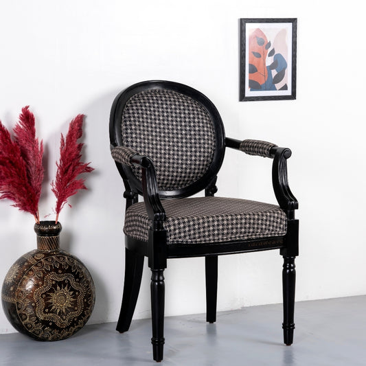 Louis Wooden Round Chair with arm (Black)