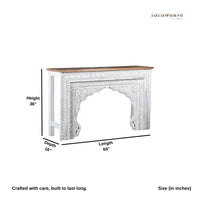 Evina Wooden Carved Console Table (White Distress)