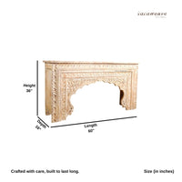 Evina Wooden Carved Console Table (Cream Distress)