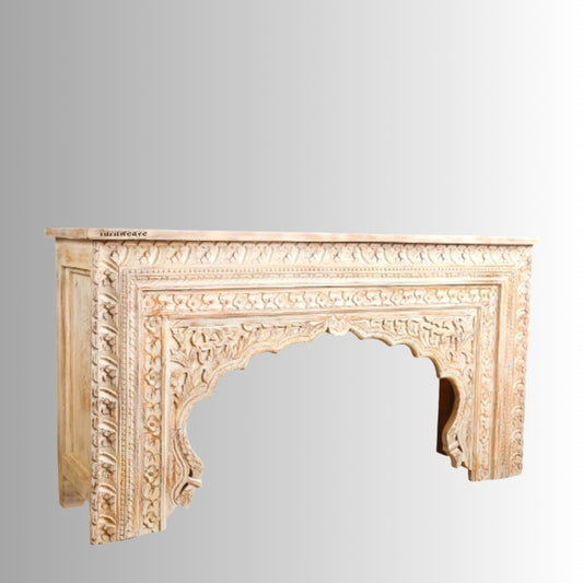 Evina Wooden Carved Console Table (Cream Distress)