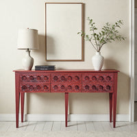 Aberta Wooden Console Foyer Table (Red Distress)