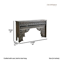 Otter Wooden Carved Entryway Console Table (Black Distress)