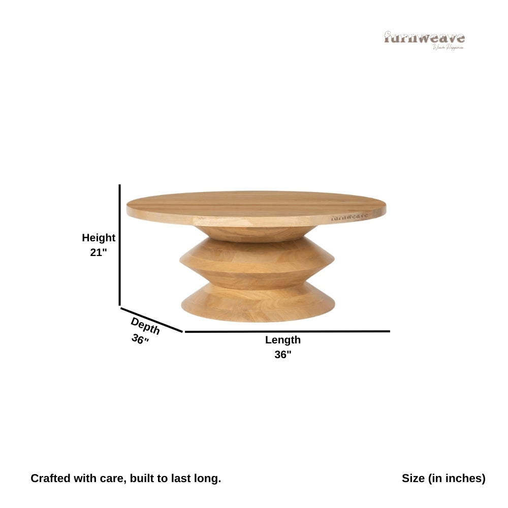 Krebi Wooden Round Coffee Table (Natural)
