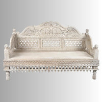 Gulim Wooden Carved Divan Daybed (White Distress)