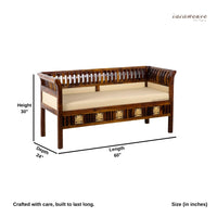 Kikasa Wooden Three Seater Sofa Diwan (Teak Finish)