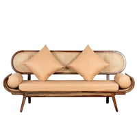 Kurio Wooden Rattan Diwan Bench (Teak)