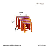 Josin Wooden Handpainted Nest of Tables (Set of Three)