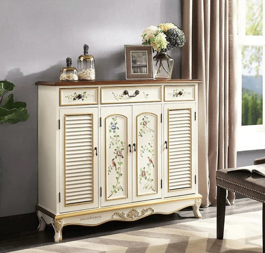 Femia Wooden Handpainted Cabinet (Cream)