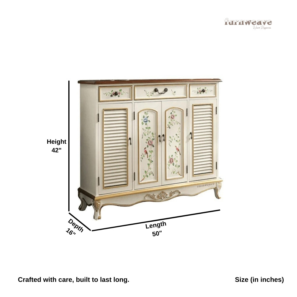 Femia Wooden Handpainted Cabinet (Cream)
