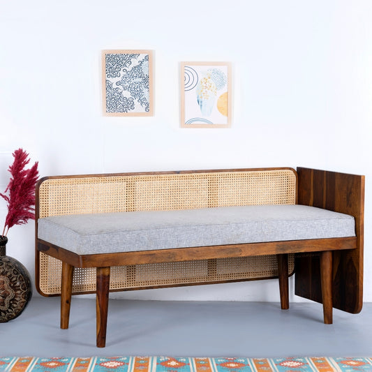 Kama Wooden Rattan Bench (Teak)