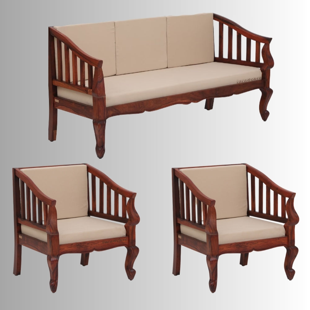 Trimev Solid Wooden Sofa Set ( 3+1+1 Seater) Teak