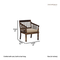 Utin Solid Wooden Sofa 1 Seater (Walnut)