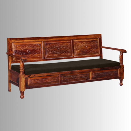 Sevak Solid Wooden Sofa 3 Seater (Teak)