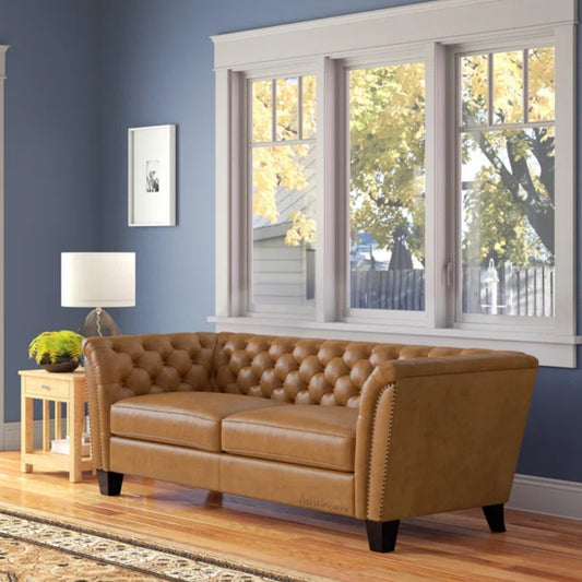 Dame Chesterfield Sofa 2 Seater (Brown)