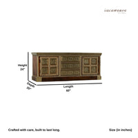 Hunika Wooden Brass Fitted Antique TV Unit (Teak)