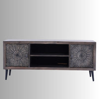 Wikte Wooden Carved Tv Cabinet (Walnut Antique)