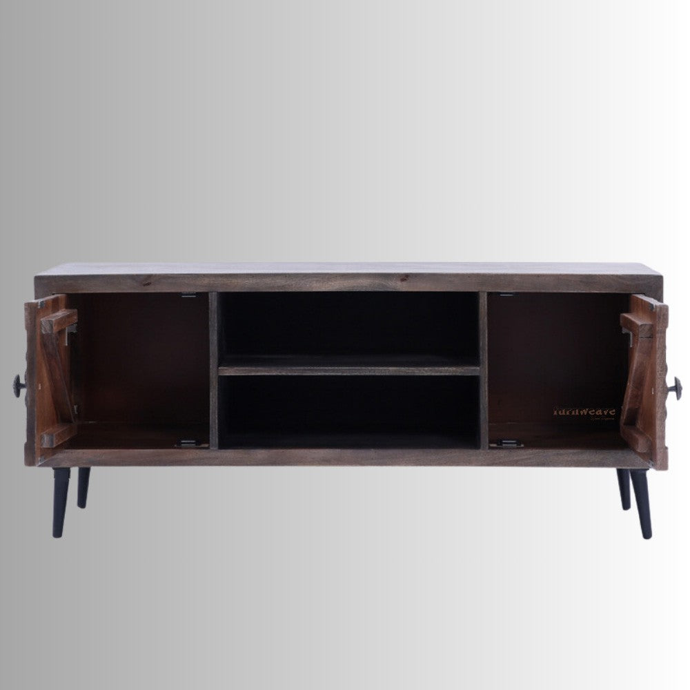 Wikte Wooden Carved Tv Cabinet (Walnut Antique)