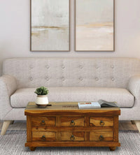 Sever Wooden Trunk with Drawers (Brown)
