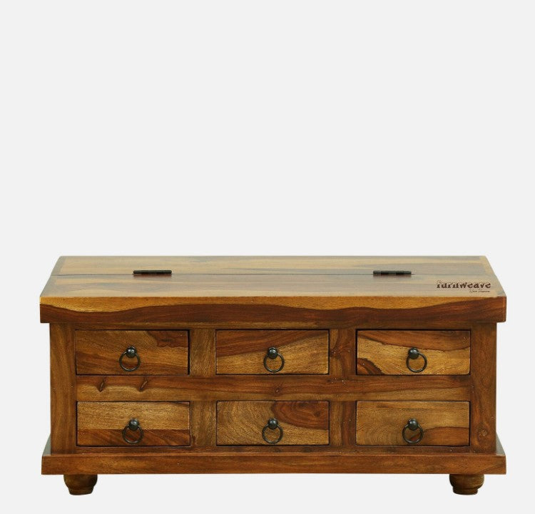 Sever Wooden Trunk with Drawers (Brown)