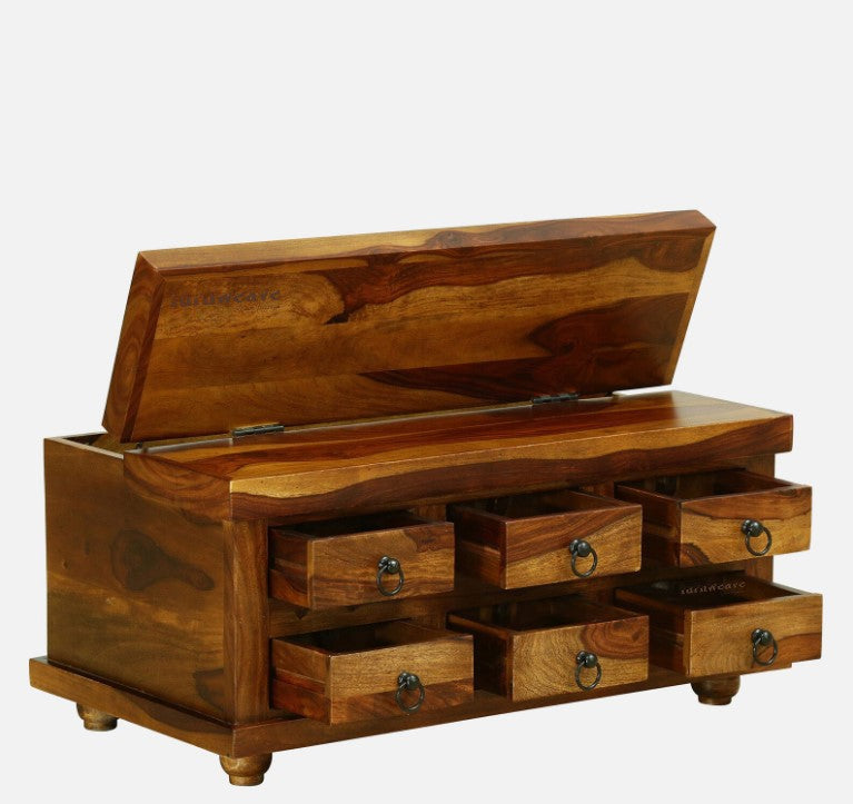 Sever Wooden Trunk with Drawers (Brown)