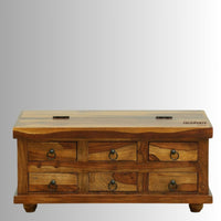 Sever Wooden Trunk with Drawers (Brown)