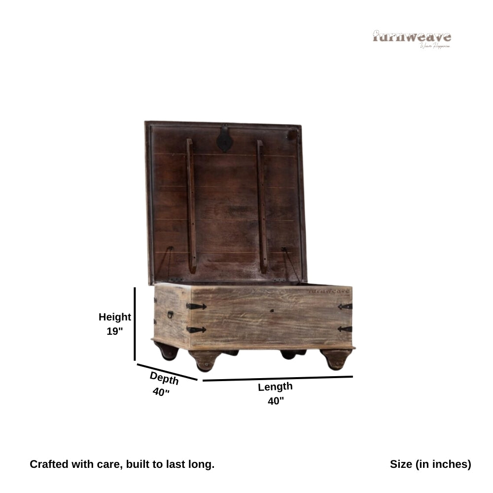 Boran Wooden Centre Table with Storage (Brown Rustic)