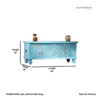Natura Wooden Storage Trunk cum Coffee Table (Blue Distress)