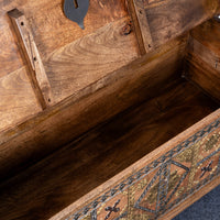 Suko Wooden Brass Fitted Trunk cum Centre Table (Light Walnut)