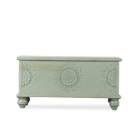 Rafi Wooden Storage Trunk cum Coffee Table (Green Ela)