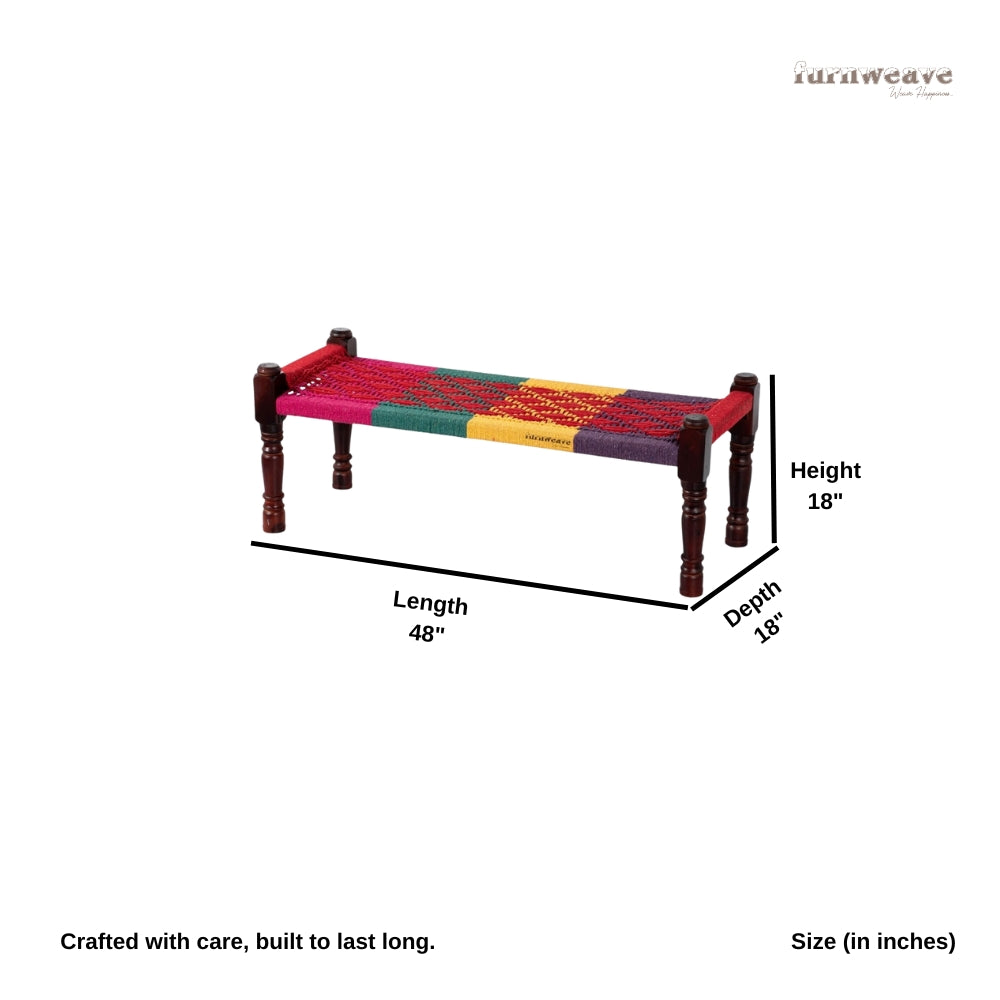 Wooden Patio Balcony Bench in Sheesham Wood (Colorful 002)