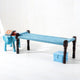 Wooden Patio Balcony Bench in Sheesham Wood (Blue)