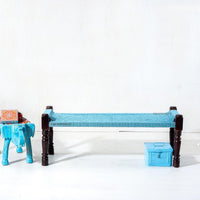 Wooden Patio Balcony Bench in Sheesham Wood (Blue)