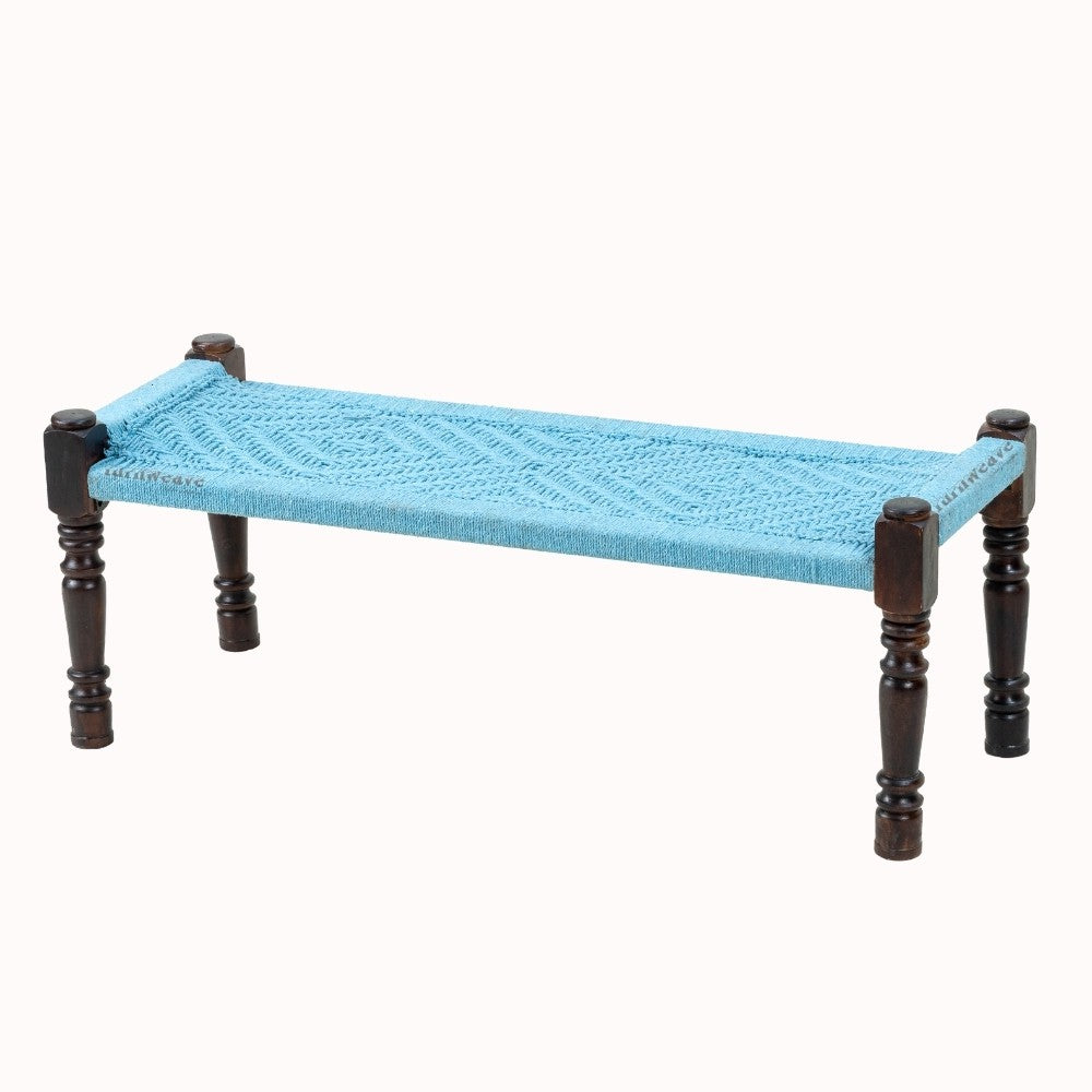 Wooden Patio Balcony Bench in Sheesham Wood (Blue)
