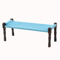 Wooden Patio Balcony Bench in Sheesham Wood (Blue)