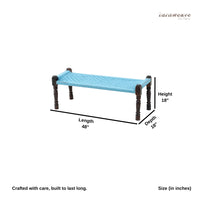 Wooden Patio Balcony Bench in Sheesham Wood (Blue)