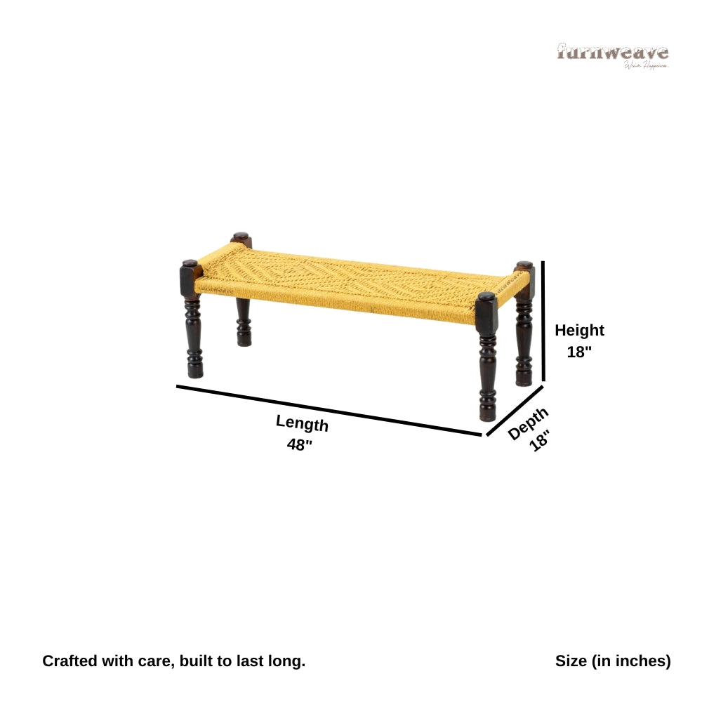 Wooden Patio Balcony Bench in Sheesham Wood (Yellow)