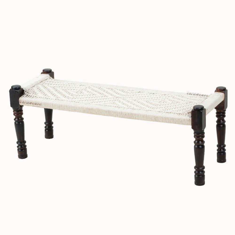 Wooden Patio Balcony Bench in Sheesham Wood (White)