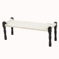 Wooden Patio Balcony Bench in Sheesham Wood (White)