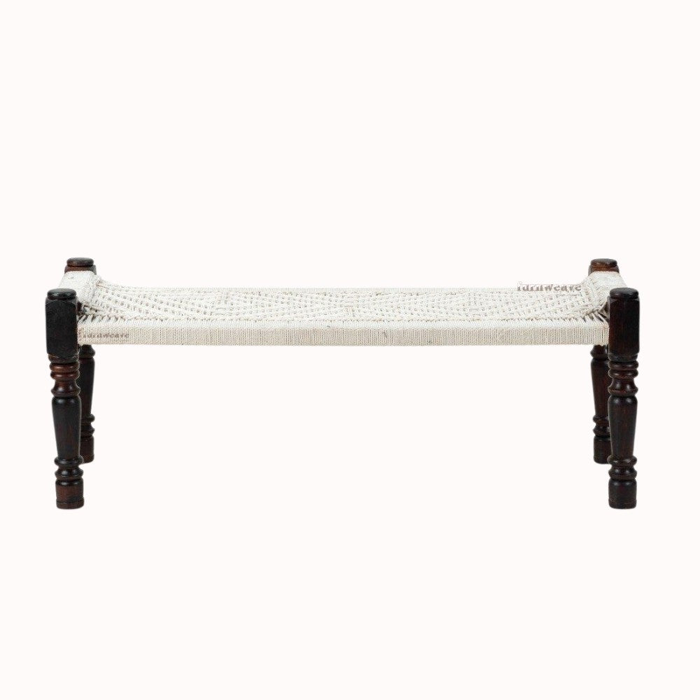 Wooden Patio Balcony Bench in Sheesham Wood (White)