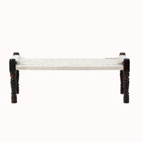 Wooden Patio Balcony Bench in Sheesham Wood (White)