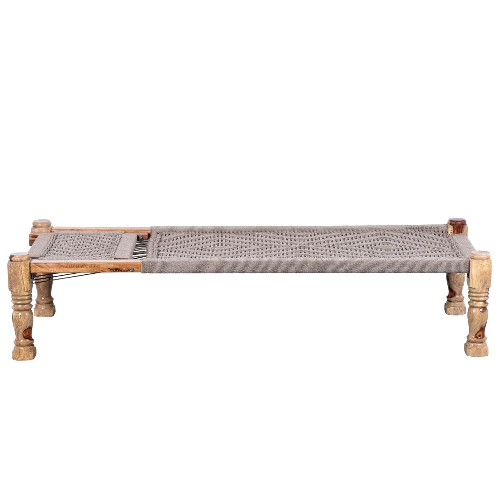 Wooden Charpai with Backrest Poolside Lounger (Beige)