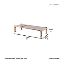 Wooden Charpai with Backrest Poolside Lounger (Beige)