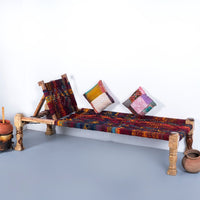 Wooden Charpai with Backrest Poolside Lounger (Multicolor)