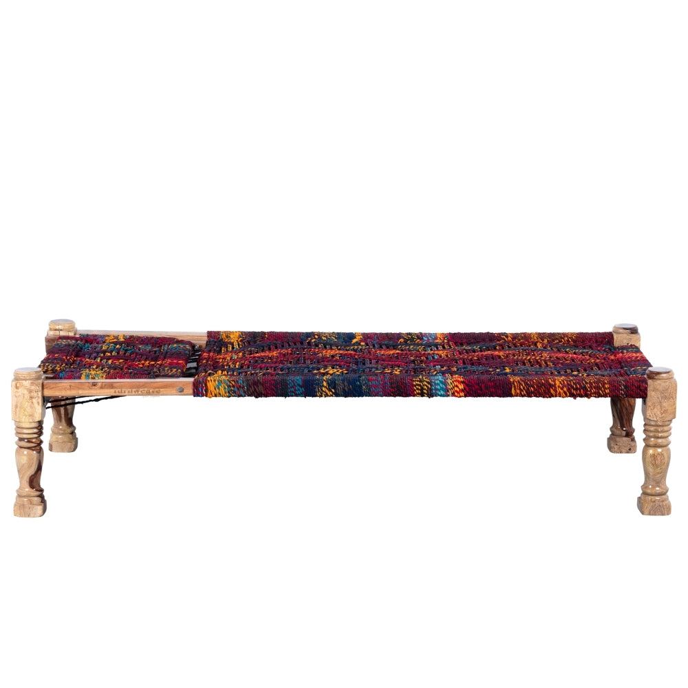 Wooden Charpai with Backrest Poolside Lounger (Multicolor)
