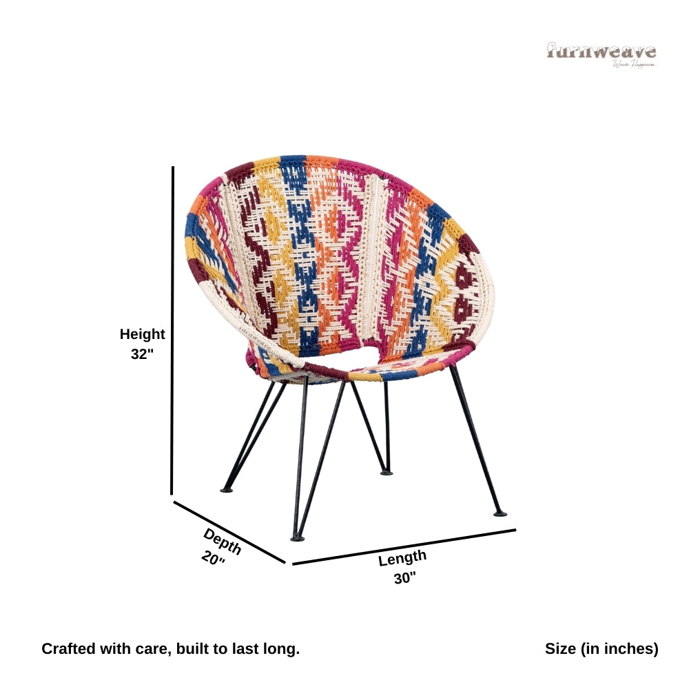 Gram Handwoven Chair in Cotton Rope (Colorful)