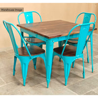 Liva Metal Powder Coated Chair and Table (Blue)
