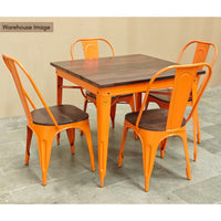 Liva Metal Powder Coated Chair and Table (Orange)