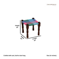 Uva Wooden Woven Seating Stools Pidha (Colorful) Set of Two